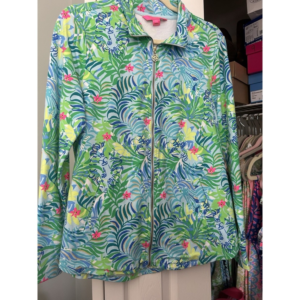Lilly Pulitzer Leona UPF50+ Zip Up In Via Parigi Large Golf Tennis Pickleball